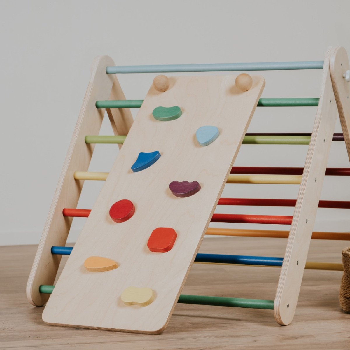 Climbing Ramp & Slide 2-in-1 for Triangle Climber & Swedish Wall – Rainbow - Tiny Tugz™