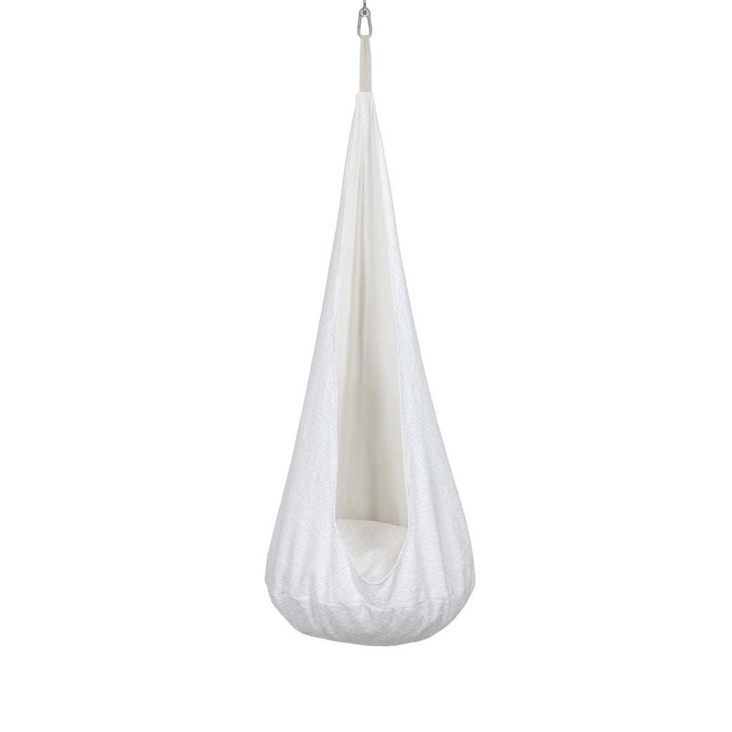 Cocoon Swing for Kids with Bouclé Fabric (White) - Tiny Tugz™