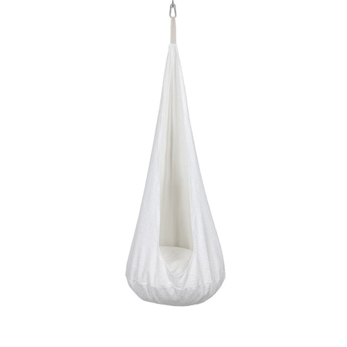 Cocoon Swing for Kids with Bouclé Fabric (White) - Tiny Tugz™
