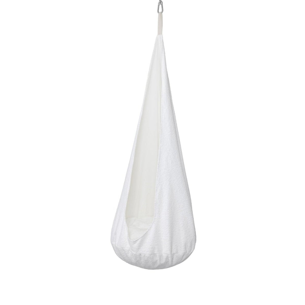 Cocoon Swing for Kids with Bouclé Fabric (White) - Tiny Tugz™