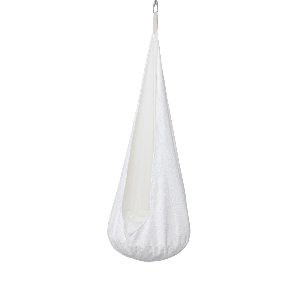 Cocoon Swing for Kids with Bouclé Fabric (White) - Tiny Tugz™