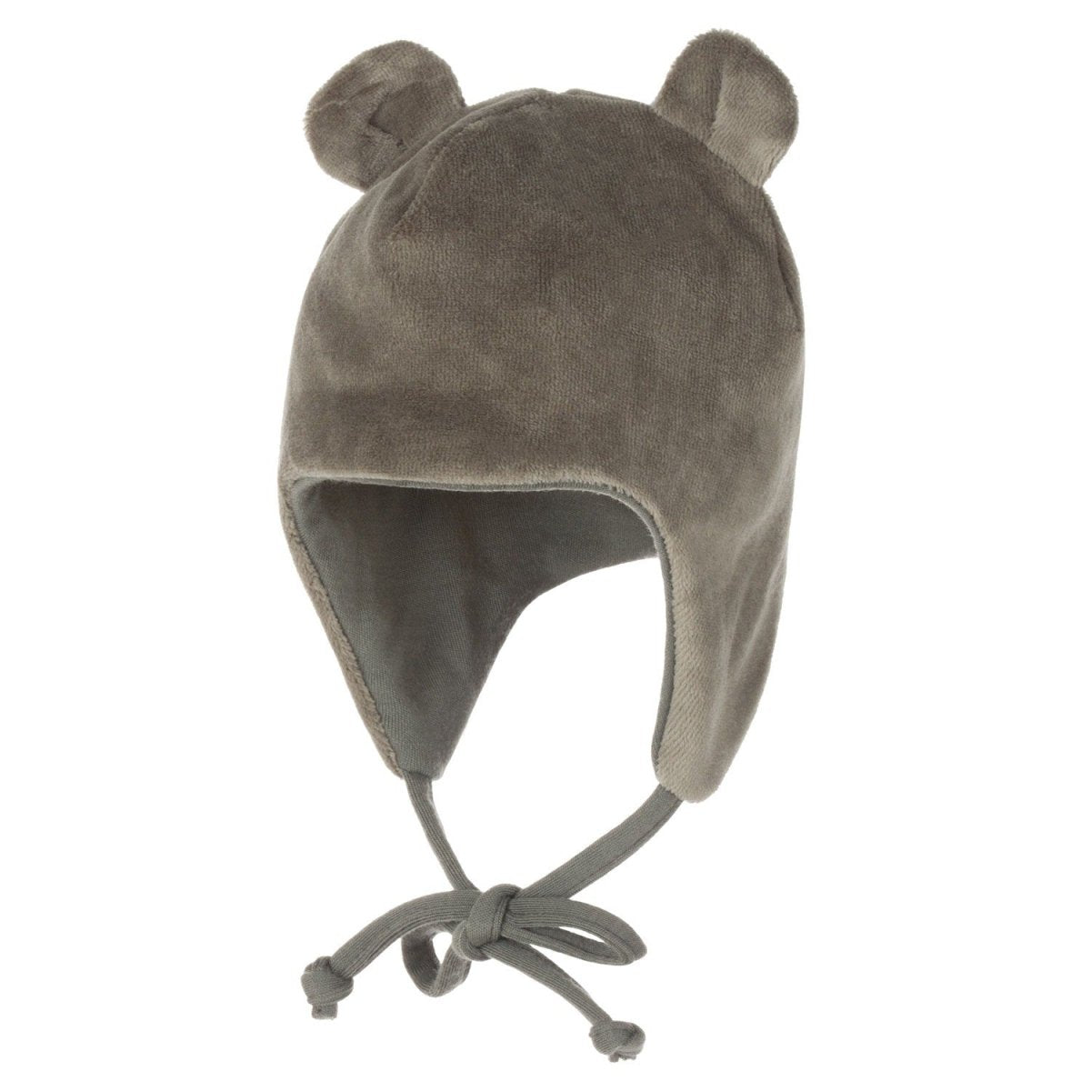 Cotton Velvet Baby Hat with Merino Wool Lining – Khaki Green - Tiny Tugz™