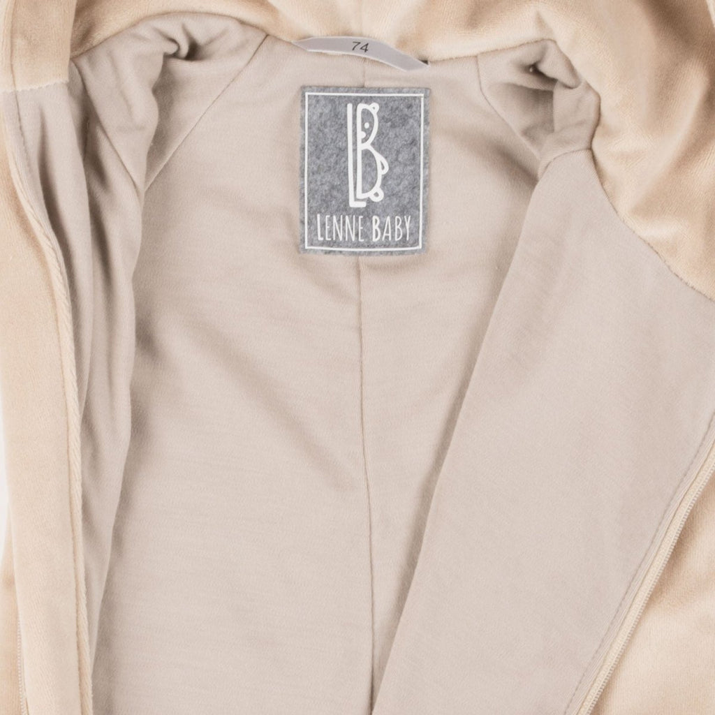 Cotton Velvet & Merino Wool Baby Overall – Beige - Tiny Tugz™