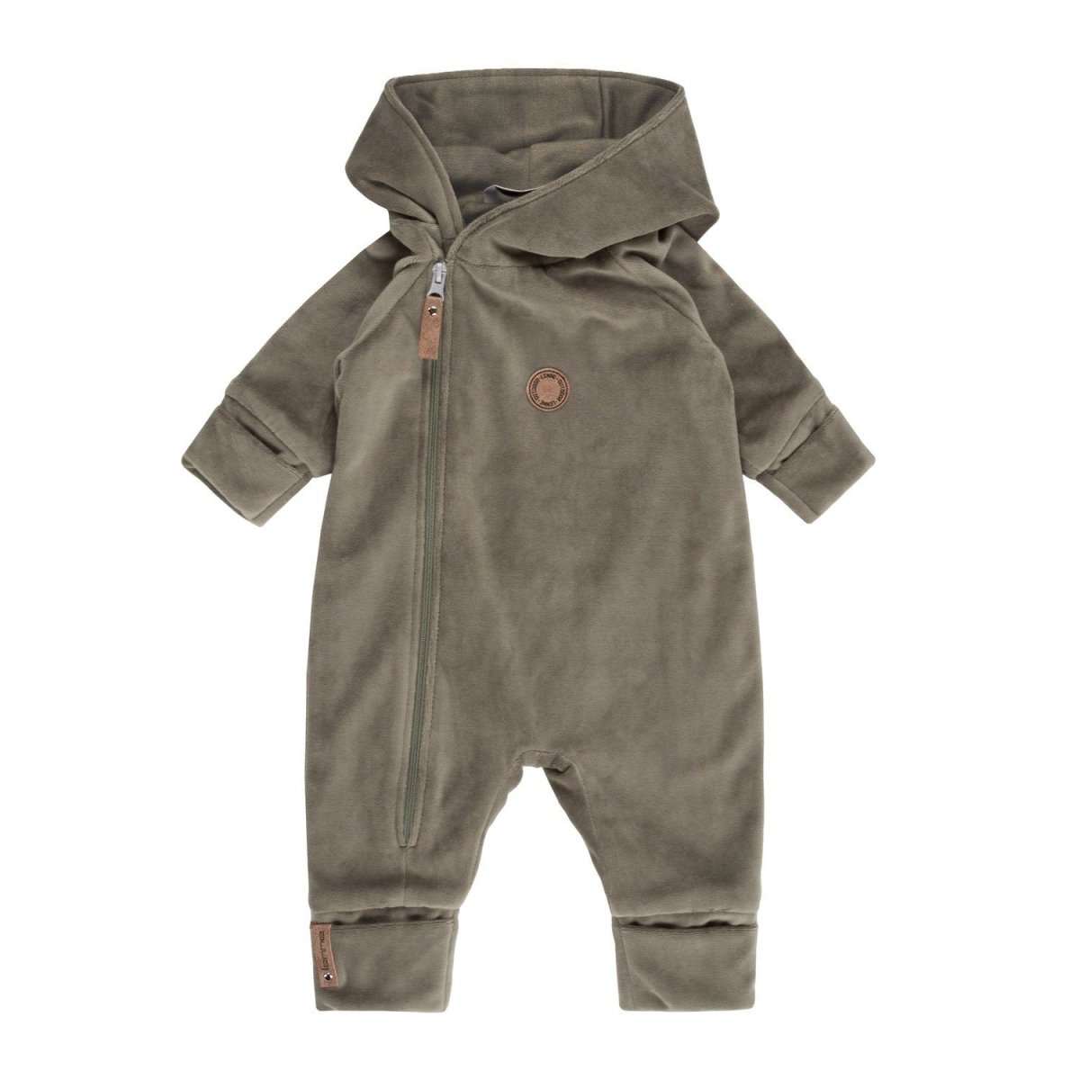 Cotton Velvet & Merino Wool Baby Overall – Khaki Green - Tiny Tugz™