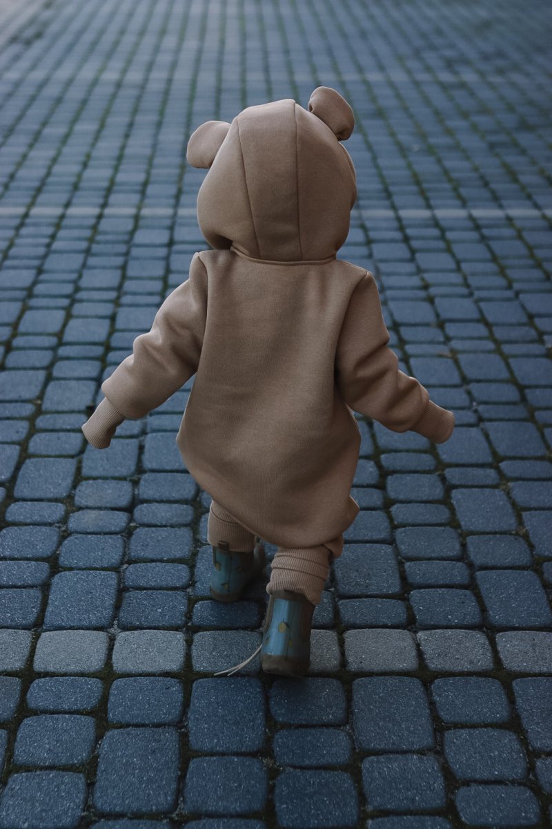 Cozy Cotton Eared Jumpsuit for Babies & Kids (Cacao) - Tiny Tugz™