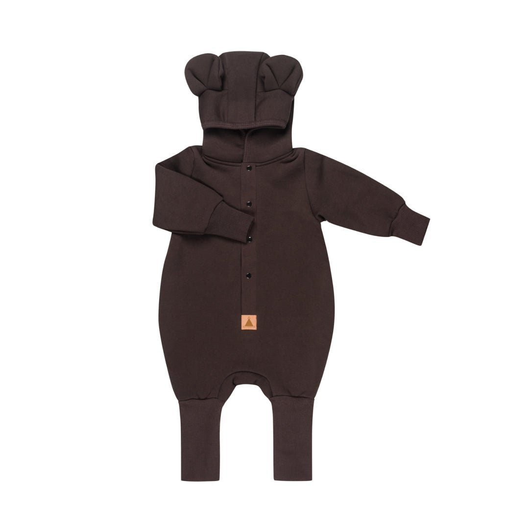 Cozy Cotton Eared Jumpsuit for Babies & Kids (Chocolate) - Tiny Tugz™