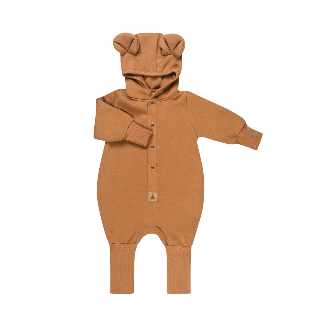 Cozy Cotton Eared Jumpsuit for Babies & Kids (Cinnamon) - Tiny Tugz™