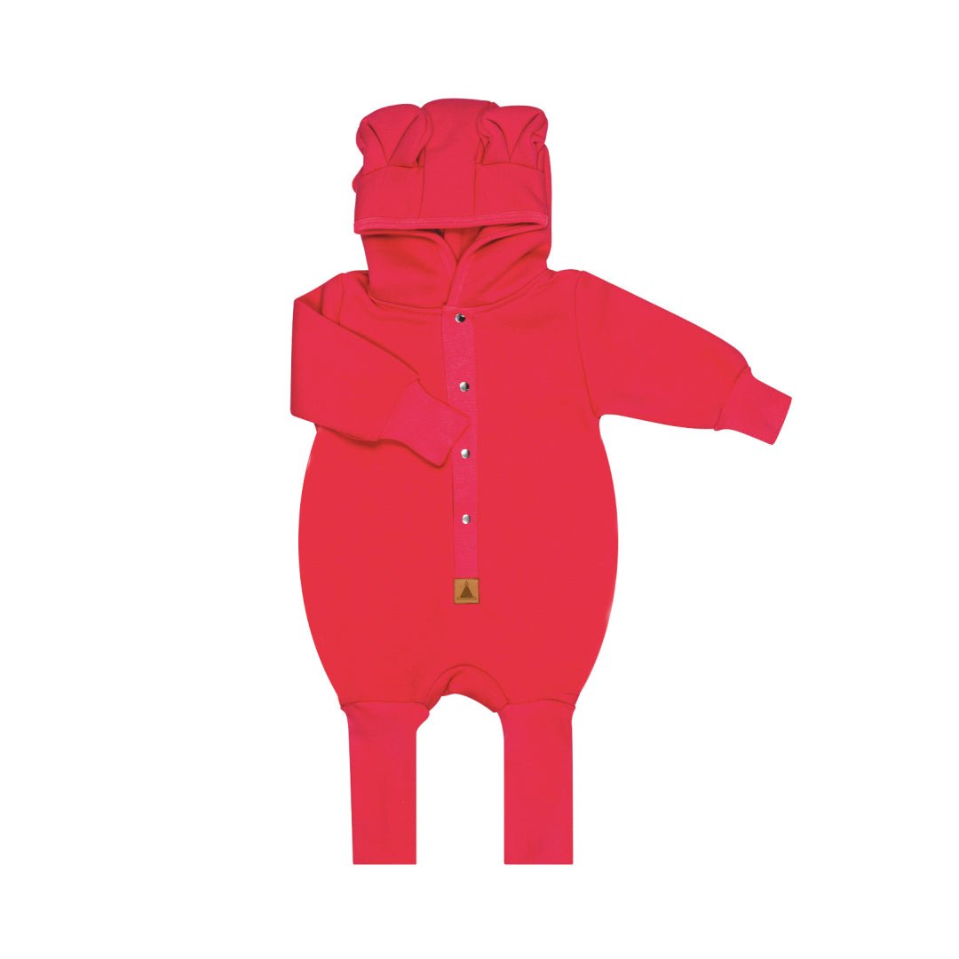 Cozy Cotton Eared Jumpsuit for Babies & Kids (Coral) - Tiny Tugz™