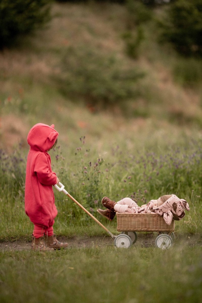 Cozy Cotton Eared Jumpsuit for Babies & Kids (Coral) - Tiny Tugz™