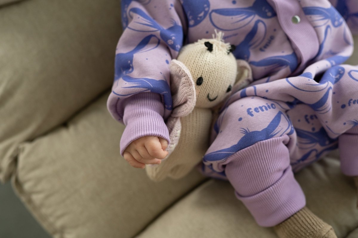Cozy Cotton Eared Jumpsuit for Babies & Kids (Lilac Fenio) - Tiny Tugz™