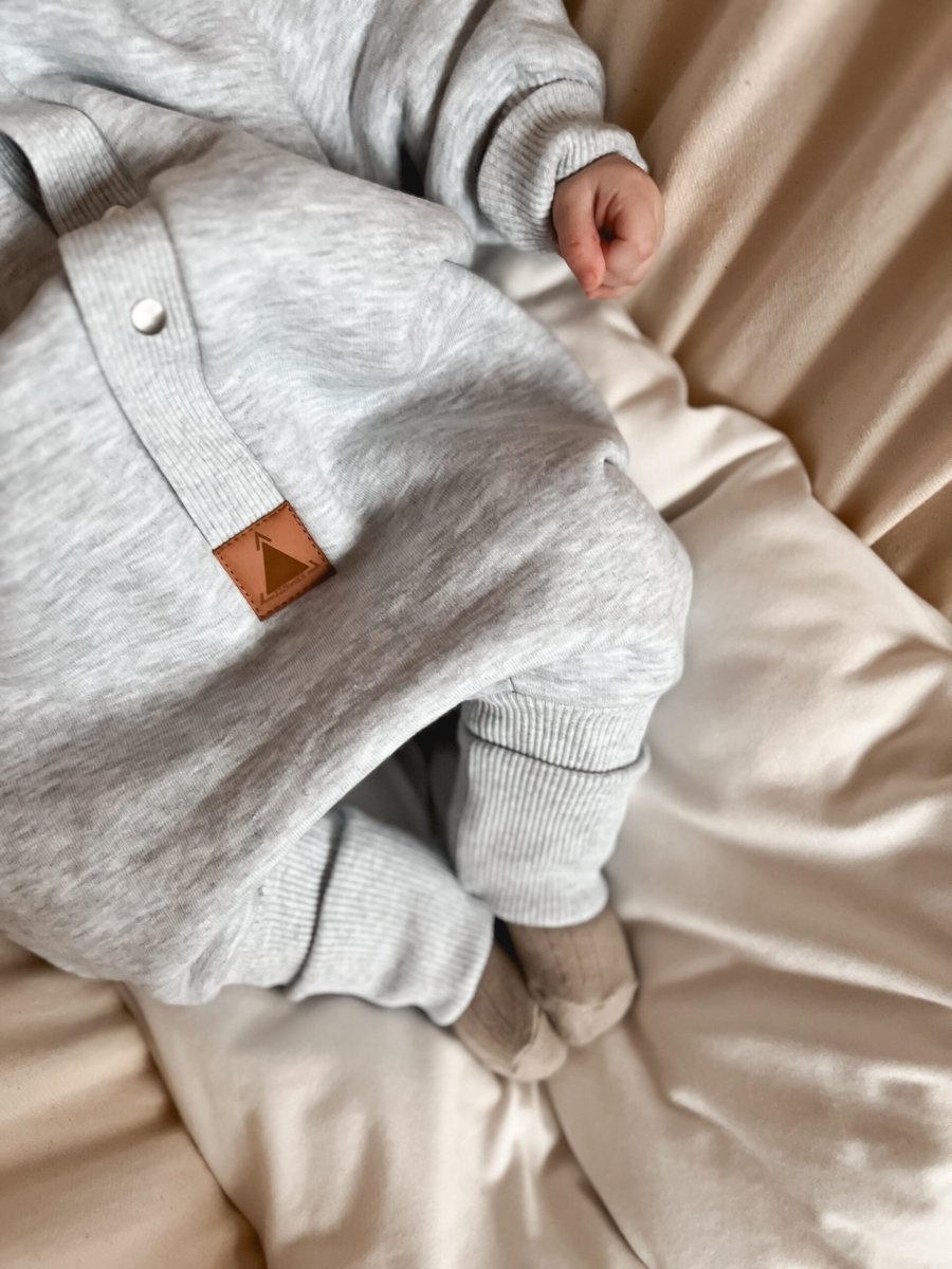 Cozy Cotton Eared Jumpsuit for Babies & Kids (Melange Grey) - Tiny Tugz™