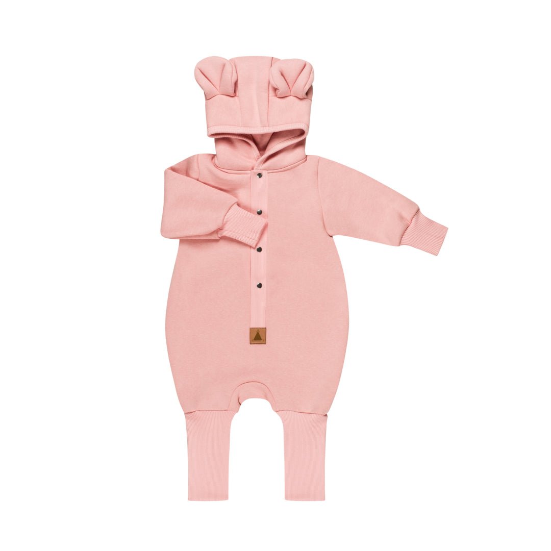Cozy Cotton Eared Jumpsuit for Babies & Kids (Peach) - Tiny Tugz™