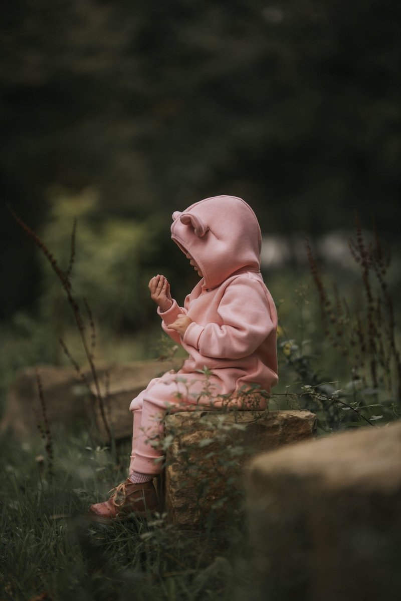 Cozy Cotton Eared Jumpsuit for Babies & Kids (Peach) - Tiny Tugz™