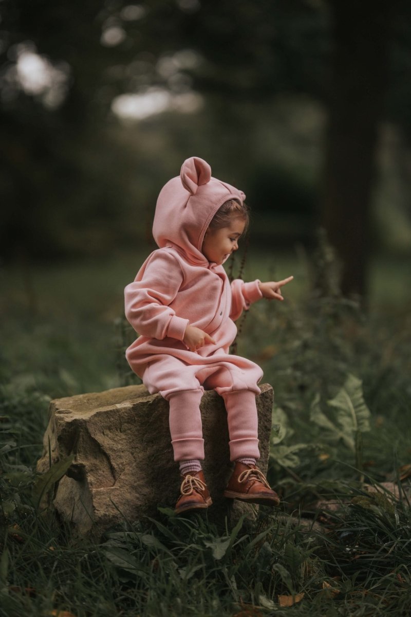 Cozy Cotton Eared Jumpsuit for Babies & Kids (Peach) - Tiny Tugz™