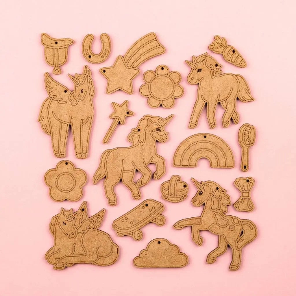 Crateit Rainbow Friends – Colour-Your-Own Wooden Unicorn Set