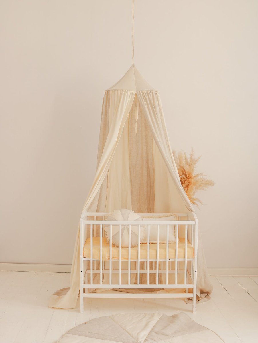 Cream Circus Cotton & Linen Bed Canopy for Babies & Kids (0–6y) - Tiny Tugz™