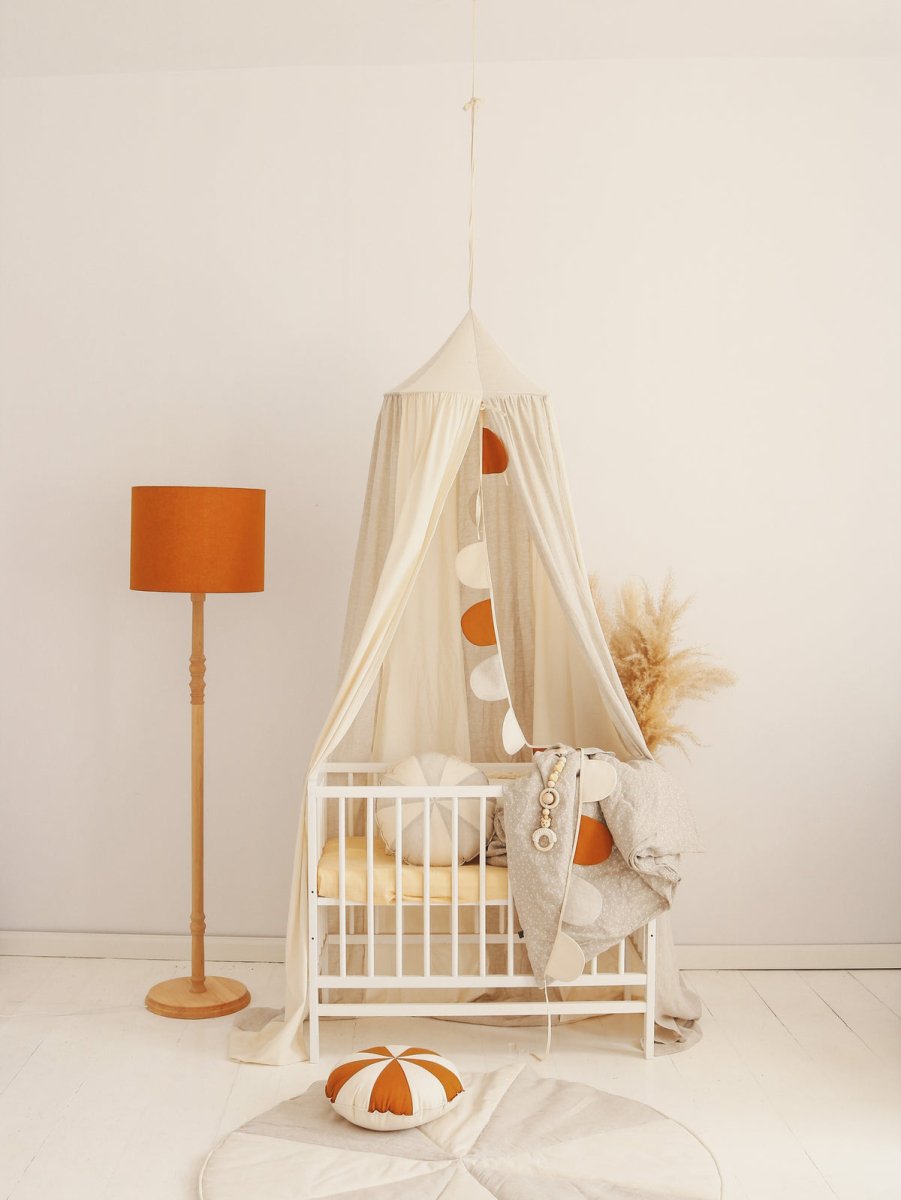 Cream Circus Cotton & Linen Bed Canopy for Babies & Kids (0–6y) - Tiny Tugz™