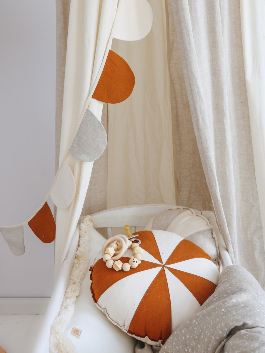 Cream Circus Cotton & Linen Bed Canopy for Babies & Kids (0–6y) - Tiny Tugz™
