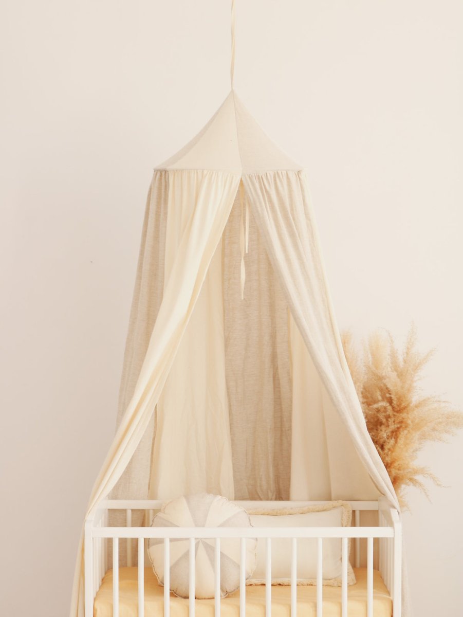Cream Circus Cotton & Linen Bed Canopy for Babies & Kids (0–6y) - Tiny Tugz™