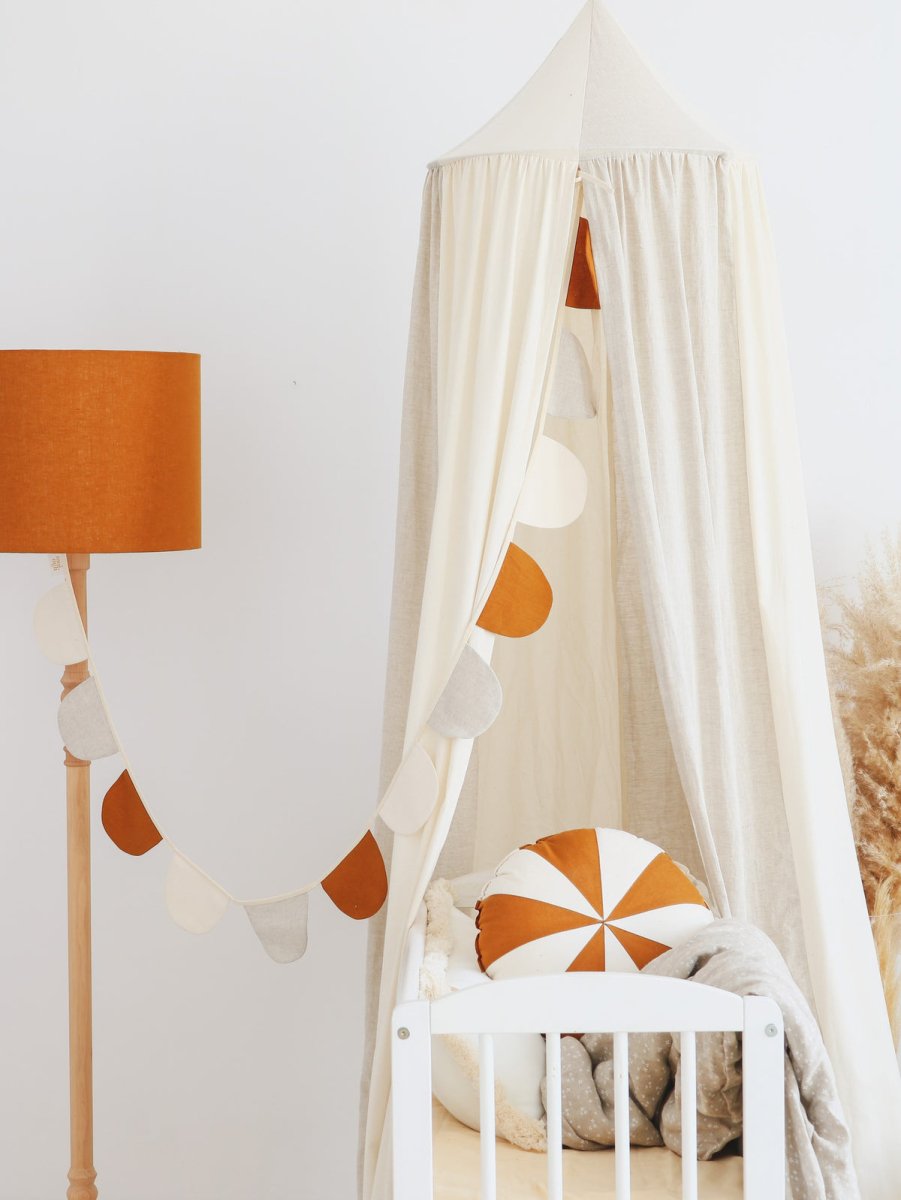 Cream Circus Cotton & Linen Bed Canopy for Babies & Kids (0–6y) - Tiny Tugz™