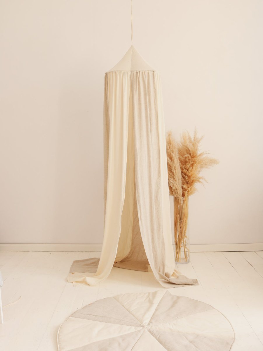 Cream Circus Cotton & Linen Bed Canopy for Babies & Kids (0–6y) - Tiny Tugz™