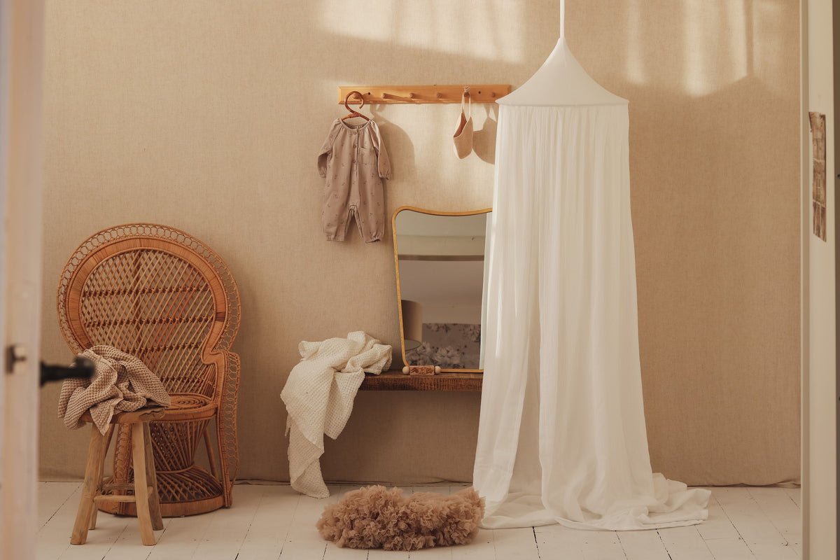 Cream Muslin Cotton Bed Canopy for Babies & Kids (0–6y) - Tiny Tugz™