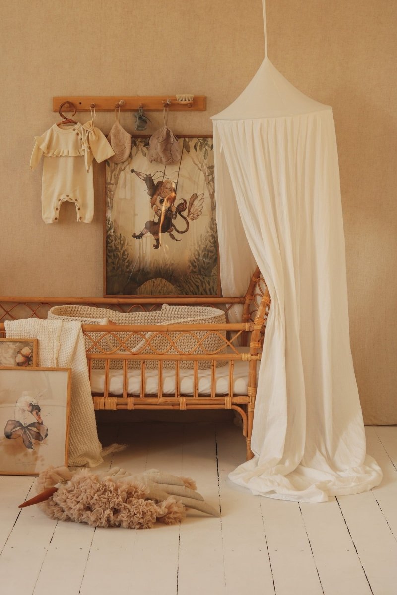 Cream Muslin Cotton Bed Canopy for Babies & Kids (0–6y) - Tiny Tugz™