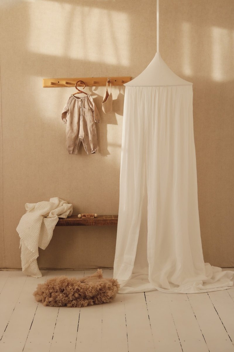 Cream Muslin Cotton Bed Canopy for Babies & Kids (0–6y) - Tiny Tugz™