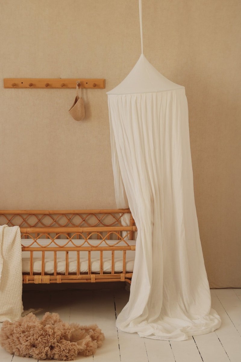 Cream Muslin Cotton Bed Canopy for Babies & Kids (0–6y) - Tiny Tugz™
