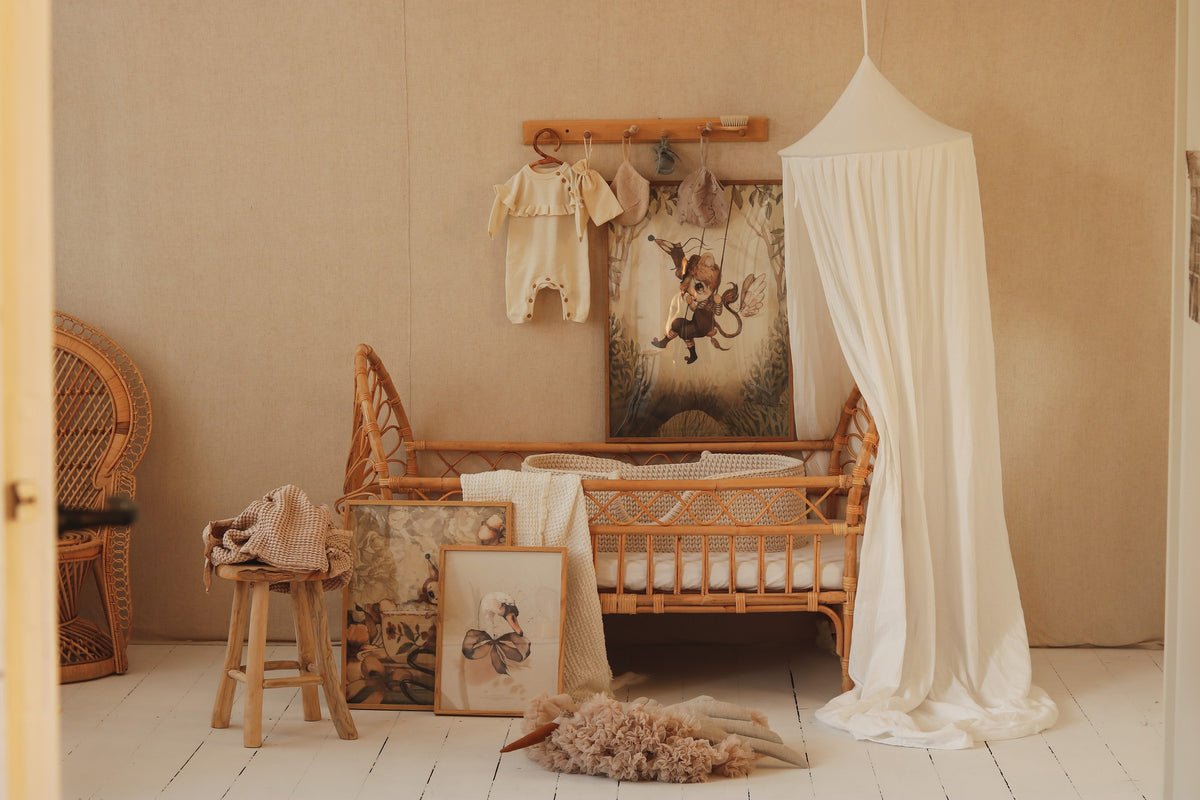 Cream Muslin Cotton Bed Canopy for Babies & Kids (0–6y) - Tiny Tugz™