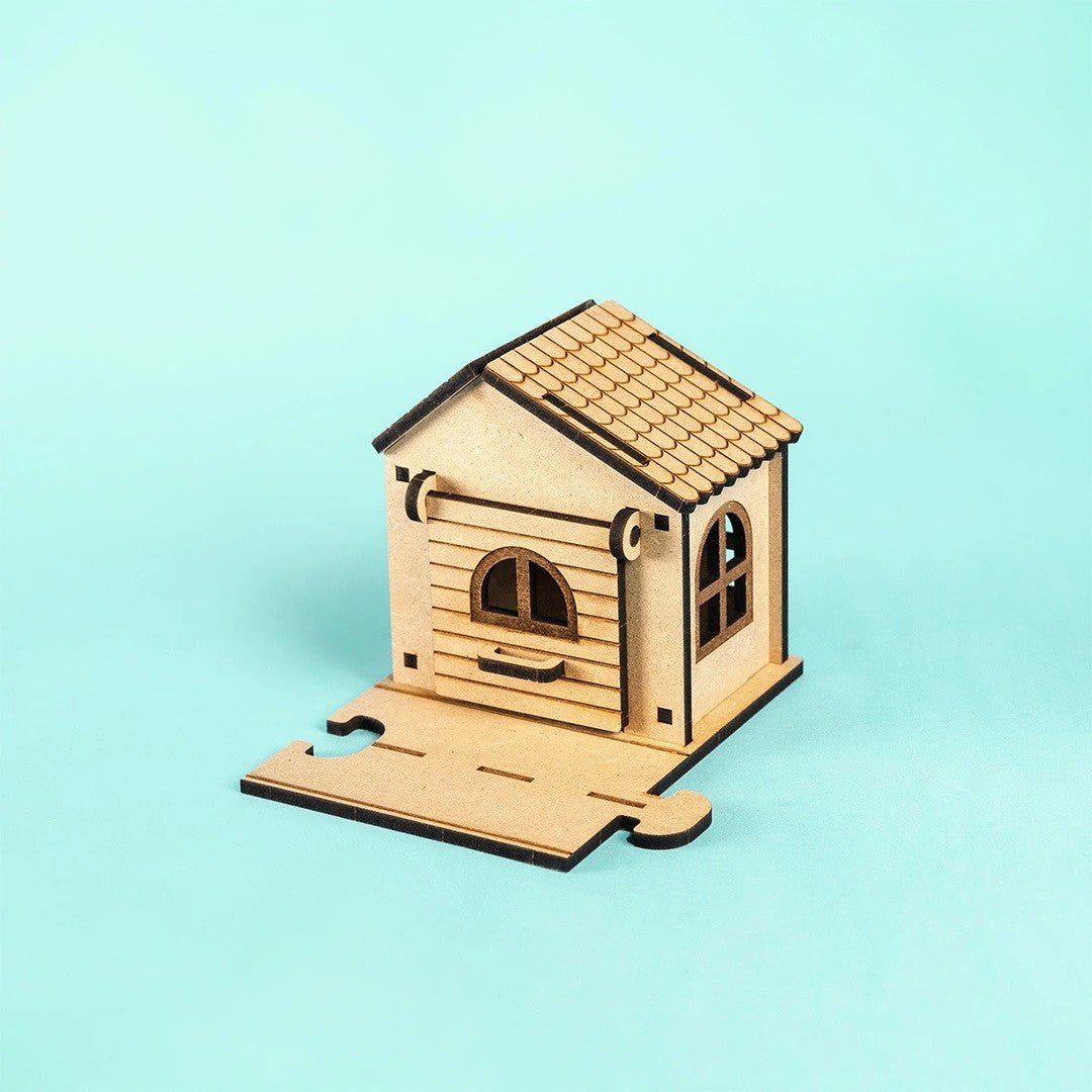 Crossroad Cottage - Colour-Your-Own Wooden Toy Garage - Tiny Tugz™