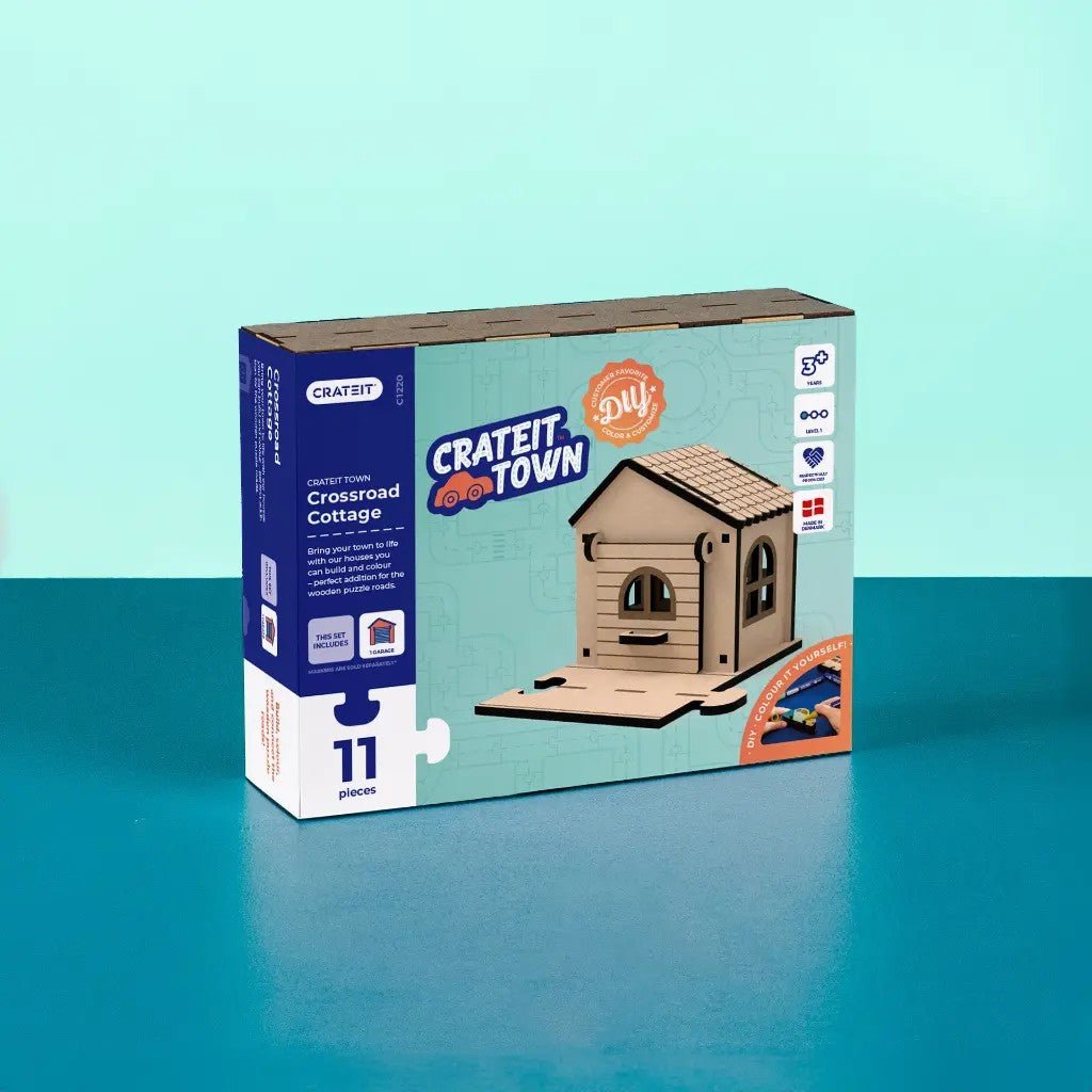 Crossroad Cottage - Colour-Your-Own Wooden Toy Garage - Tiny Tugz™