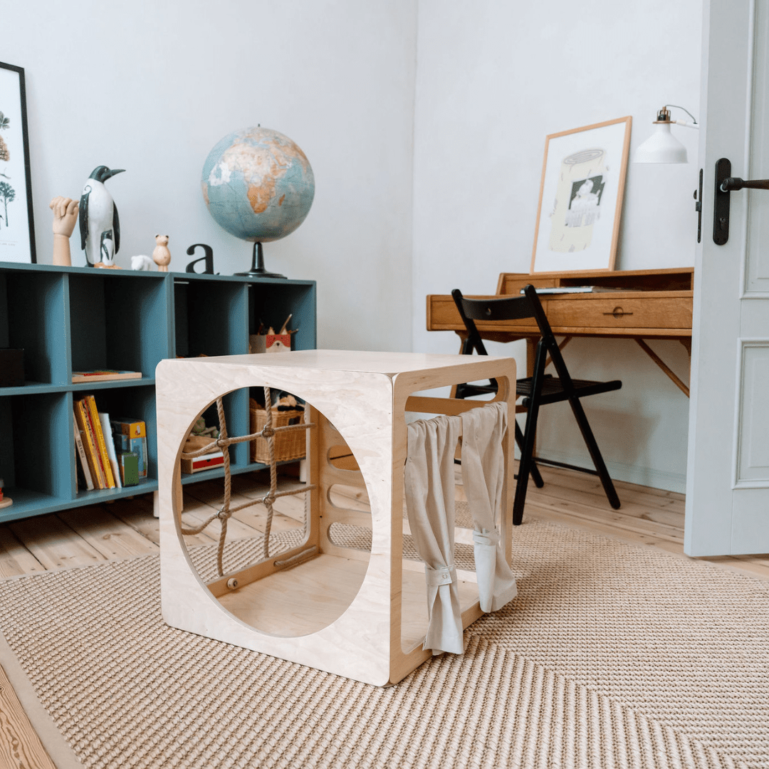 CUBITRI® Montessori Climbing Cube - Birch Plywood - Rope Window - Tiny Tugz™
