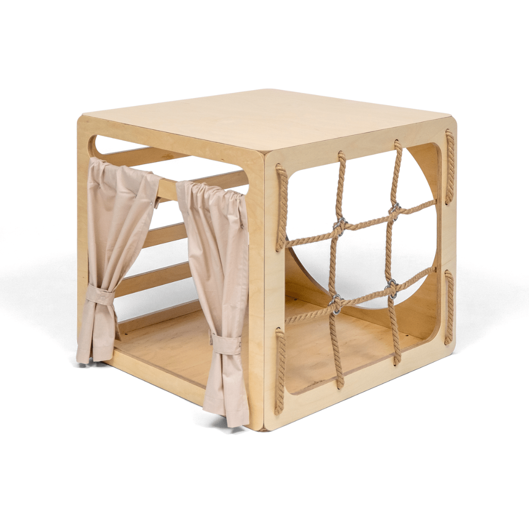 CUBITRI® Montessori Climbing Cube - Birch Plywood - Rope Window - Tiny Tugz™