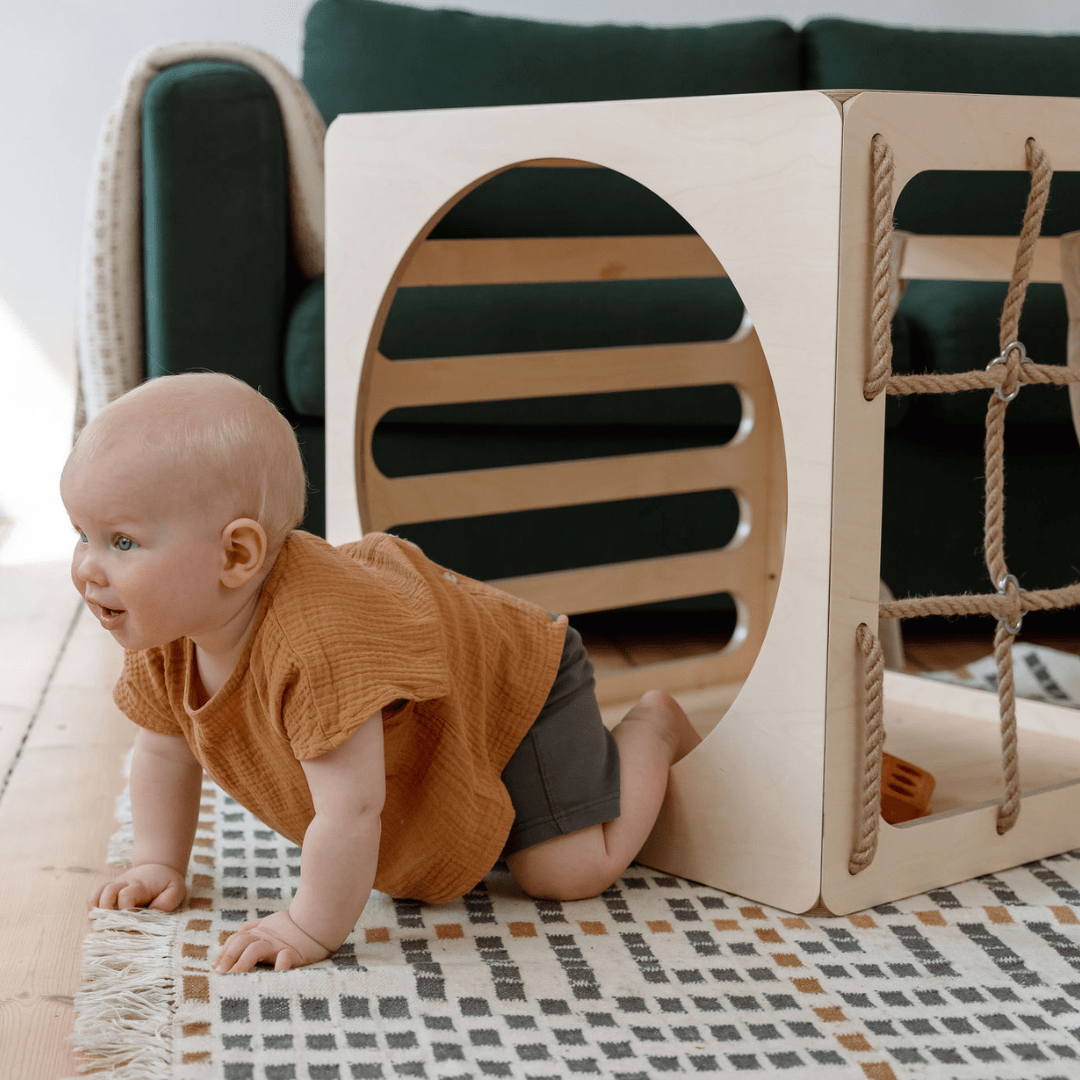 CUBITRI® Montessori Climbing Cube - Birch Plywood - Wooden Window - Tiny Tugz™