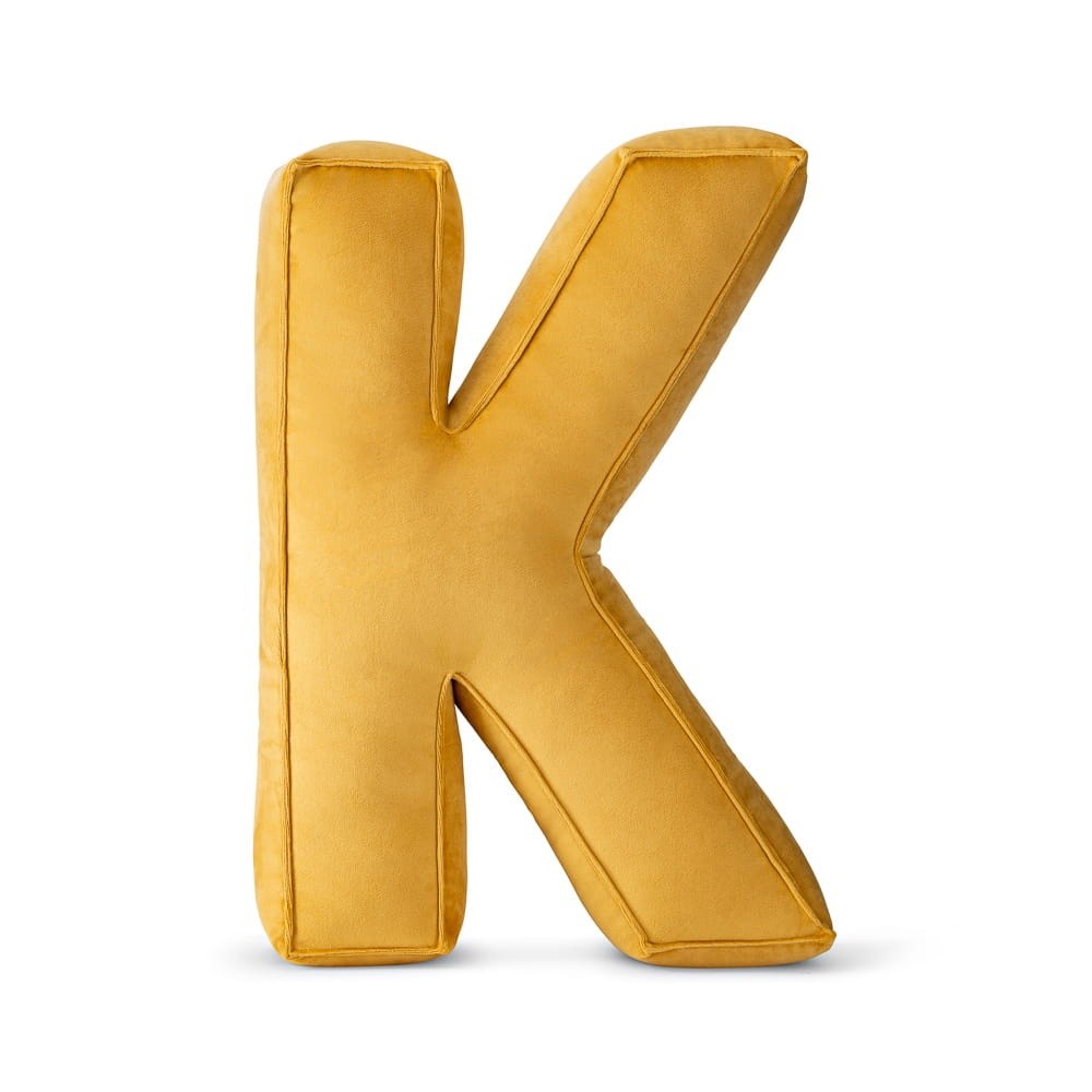 CuddleRest Decorative Velvet Letter Pillow – Yellow K