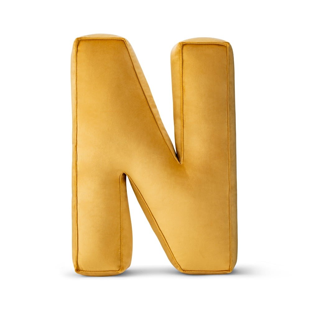 CuddleRest Decorative Velvet Letter Pillow – Yellow N