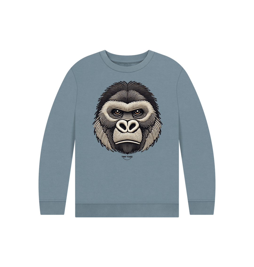 Stone Blue Printed Kids Jumper