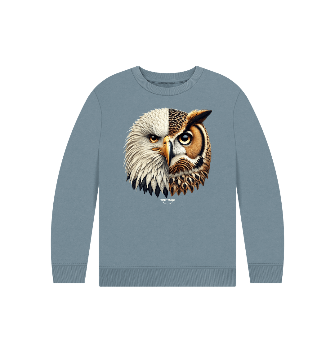 Stone Blue Printed Kids Jumper