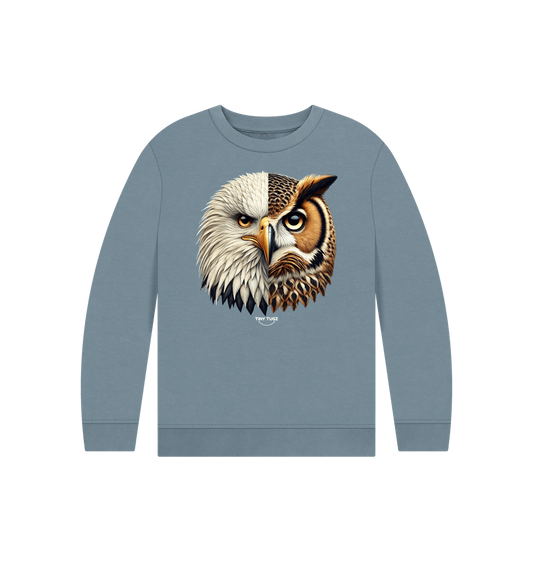 Stone Blue Printed Kids Jumper