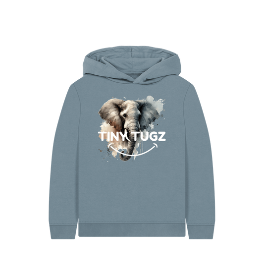 Stone Blue Printed Kids Hoodie