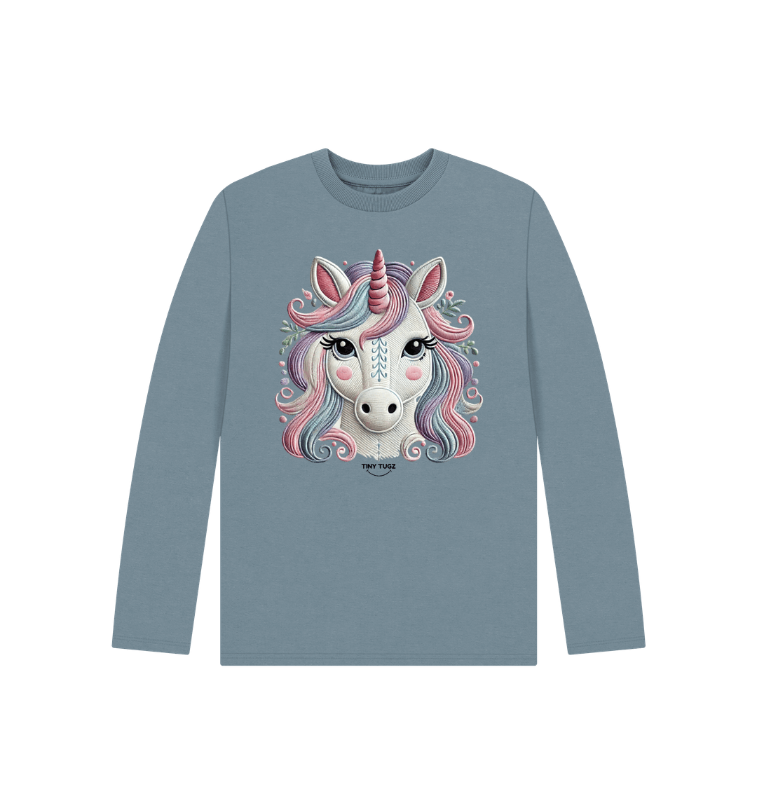 Stone Blue Printed Kids T-Shirt
