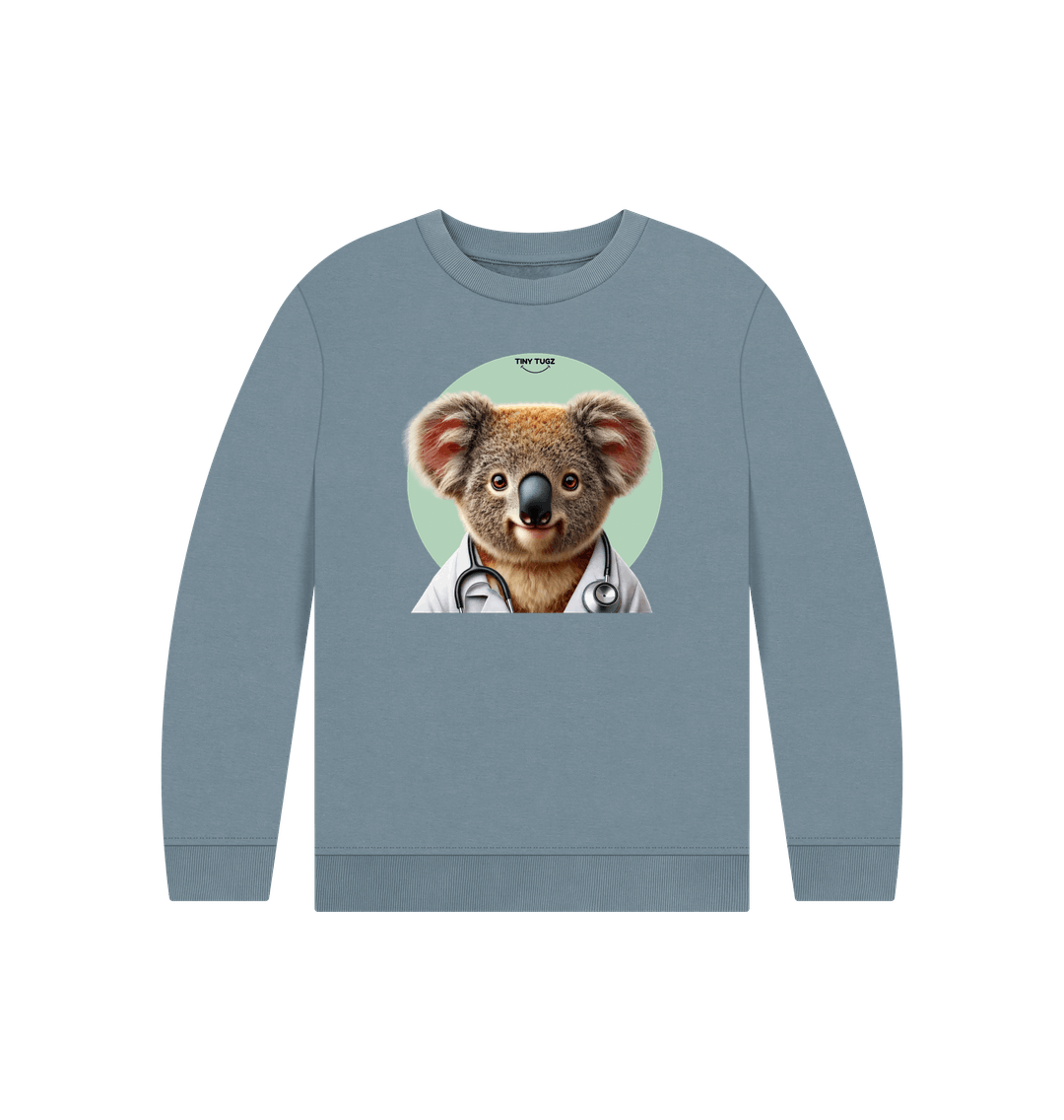 Stone Blue Printed Kids Jumper