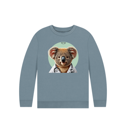 Stone Blue Printed Kids Jumper