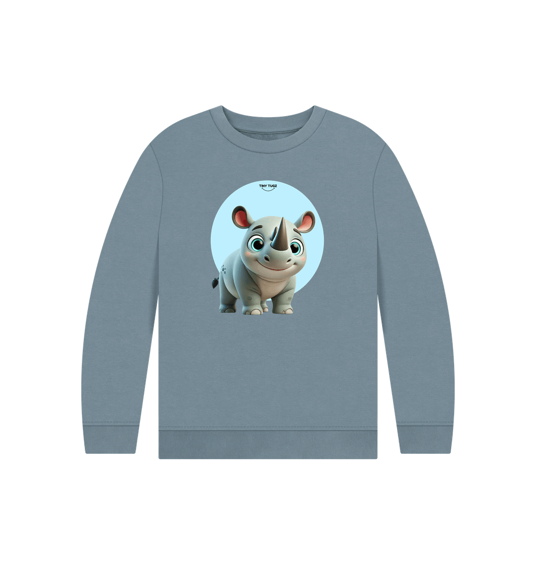 Stone Blue Printed Kids Jumper
