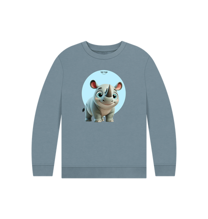 Stone Blue Printed Kids Jumper