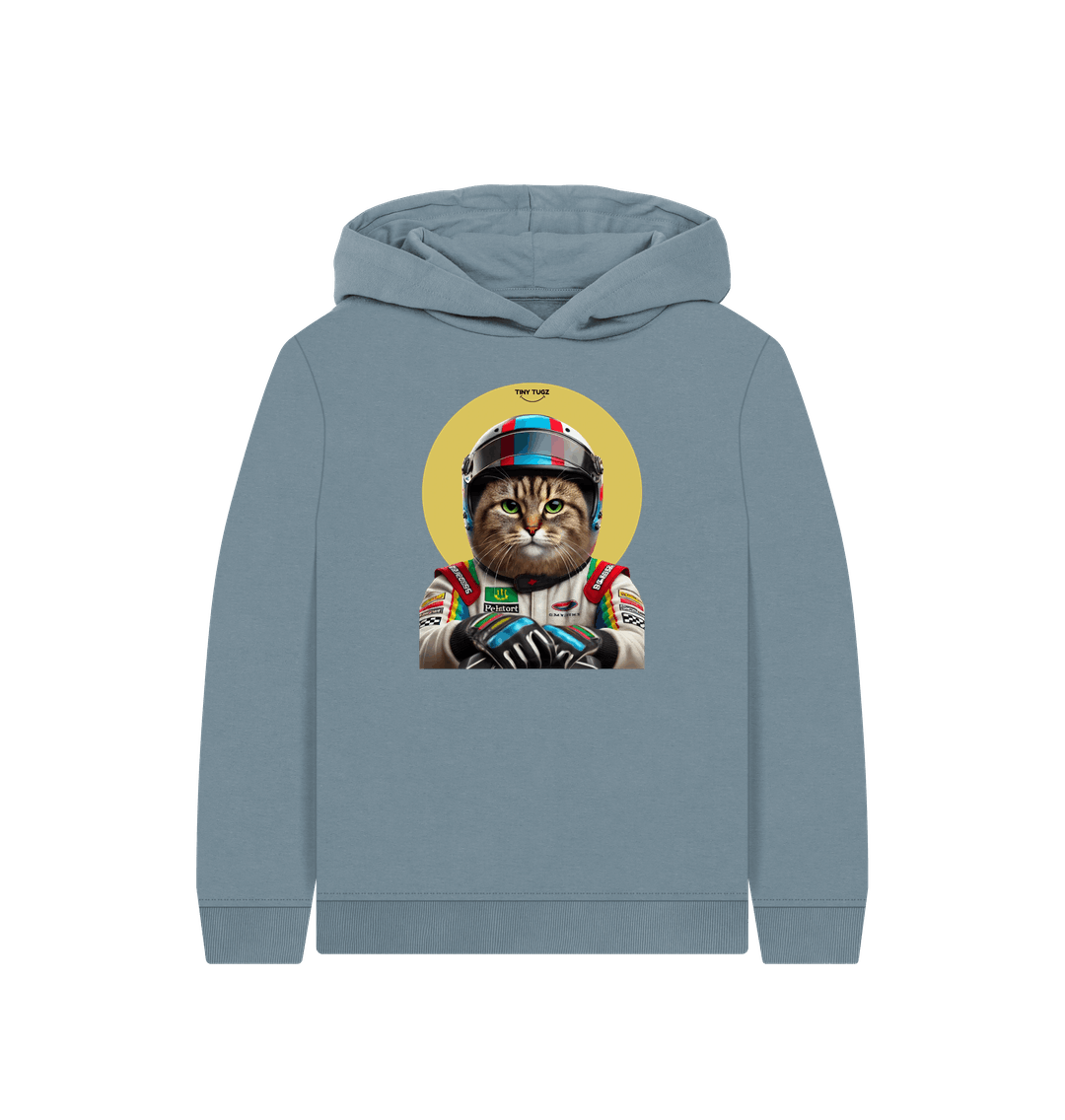 Stone Blue Printed Kids Hoodie