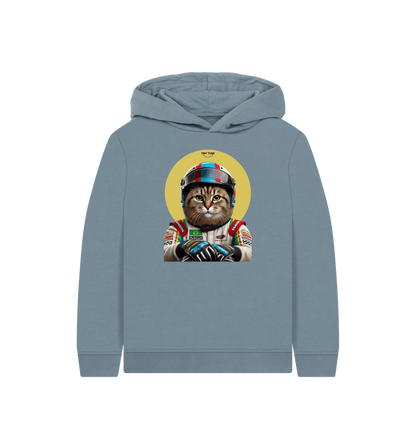 Stone Blue Printed Kids Hoodie