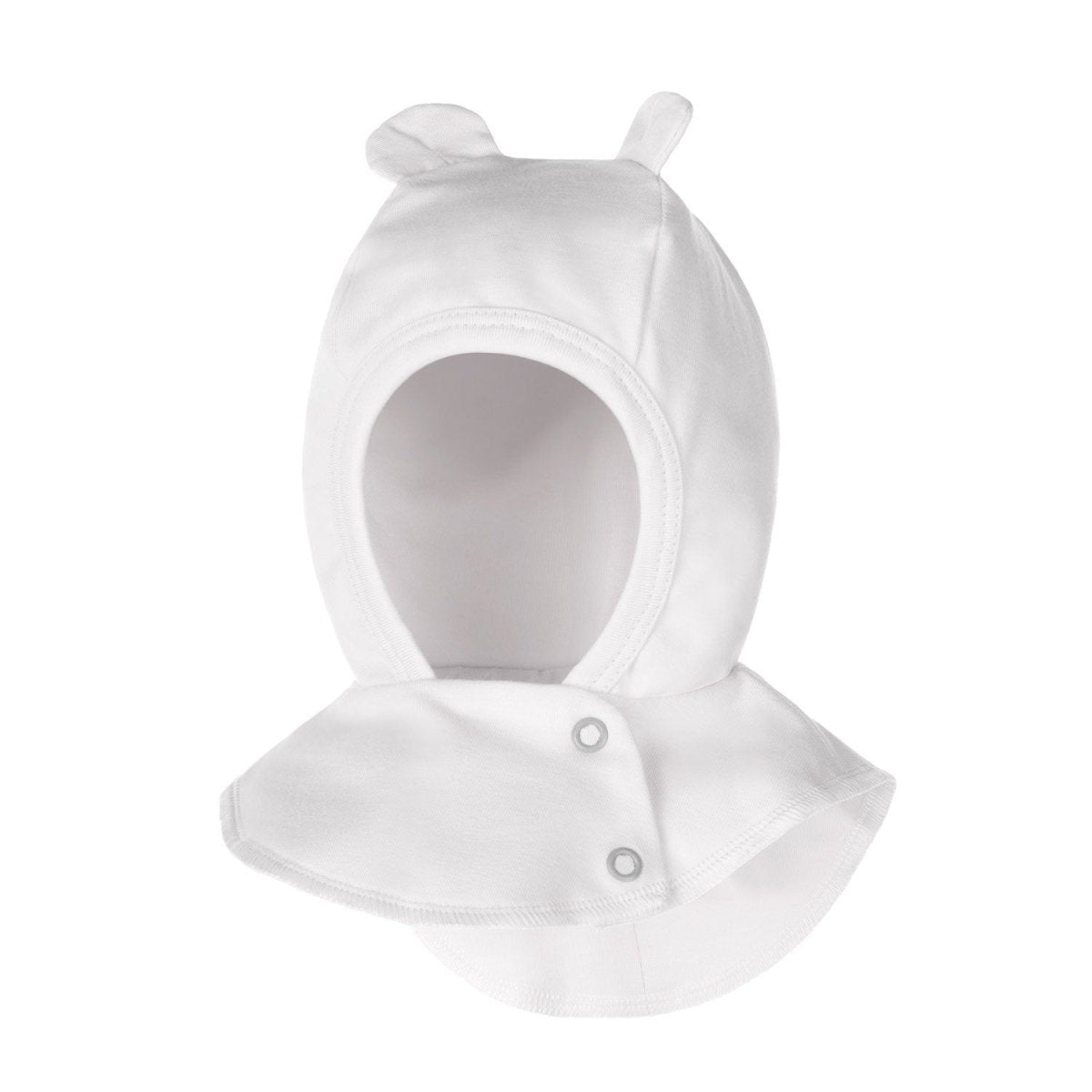 Double-Layer Cotton Baby Balaclava with Ears – White - Tiny Tugz™