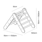 Modular Wooden Climbing Triangle Set with Slide & Wall — 3-in-1 Montessori Play Structure (Natural Wood)